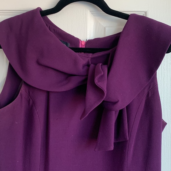 Anne Klein Sleeveless Purple Dress with Collar Knot Detail - Picture 2 of 7